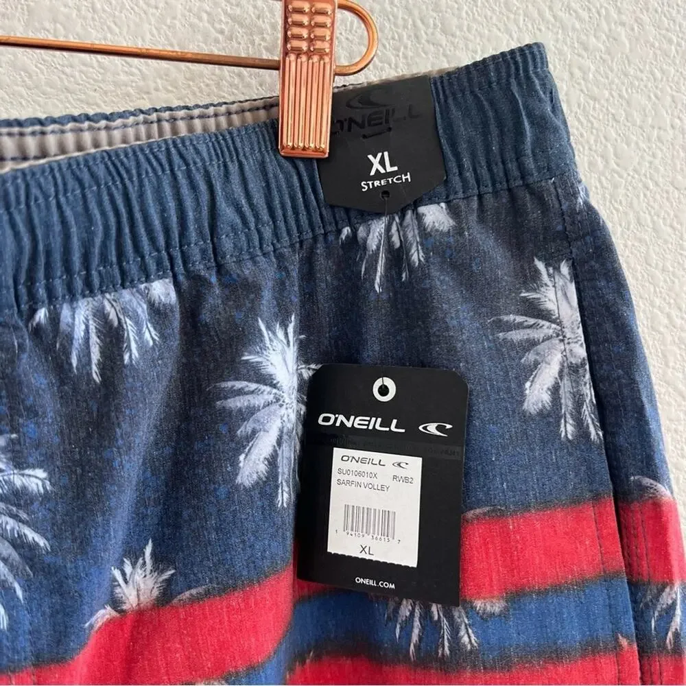 NWT O'Neill Sarfin Volley Shorts Board Shorts Trunks Swim Tropical Flag XL